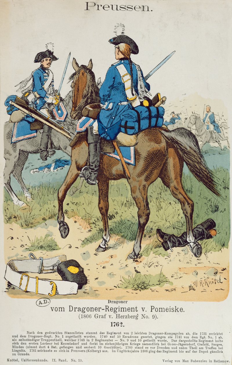 Dragoons in the Regiment von Pomeiske in 1762 by Richard Knoetel
