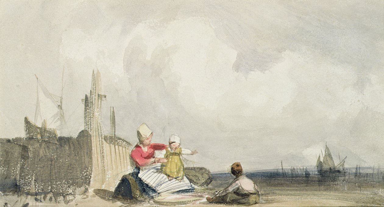 Fisherfolk on the Beach by Richard Parkes Bonington