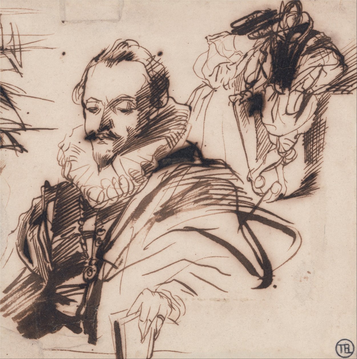 Study of a Gentleman in 17th Century Costume, After Van Dyck by Richard Parkes Bonington