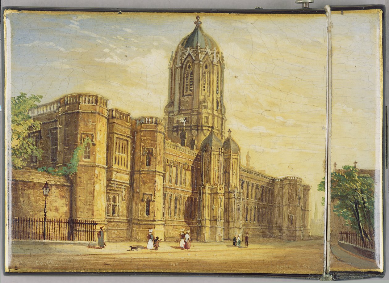 Victorian card case, with a scene of Christ Church, Oxford and Tom Tower by Richard Phene and Benjamin W. Spiers