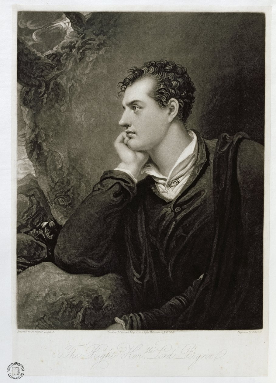 George Gordon, 6th Lord Byron, engraved by Charles Turner, 1815 by Richard Westall