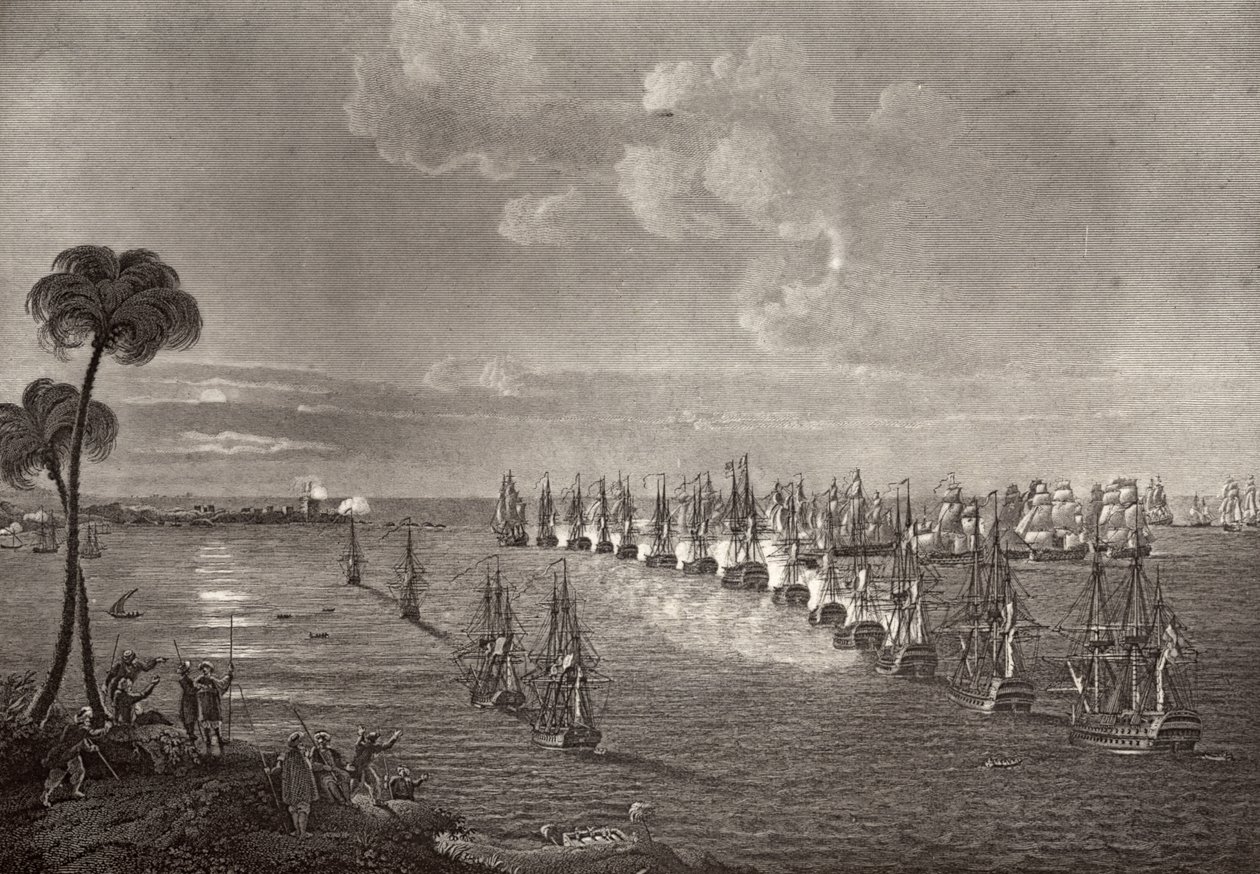 The Battle of the Nile in 1798, illustration from 