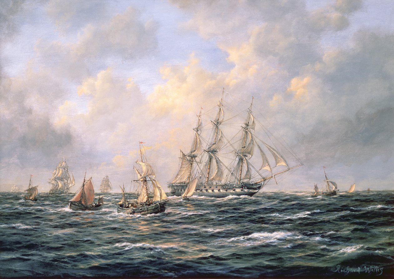 Convoy of East Indiamen amid Fishing Boats by Richard Willis