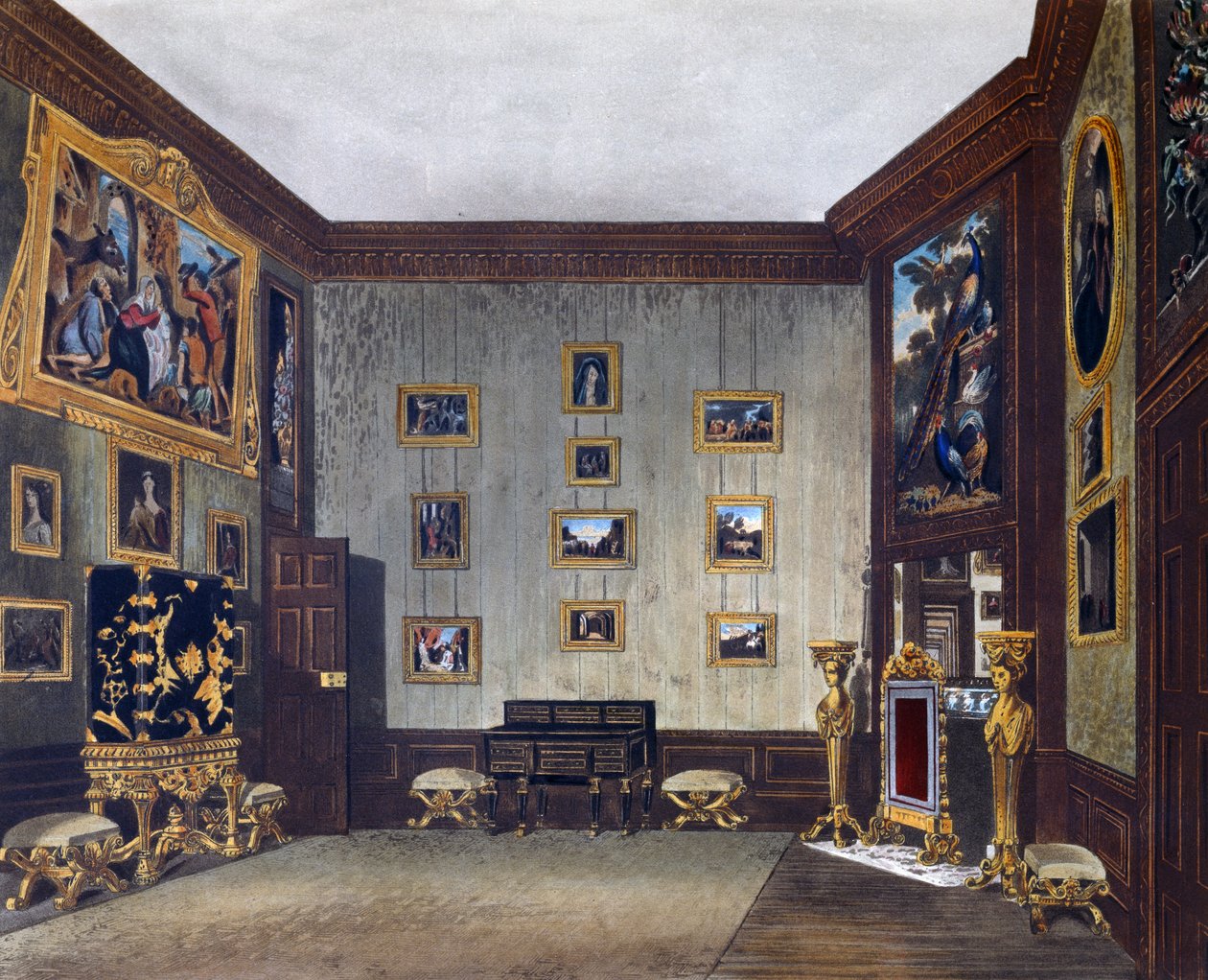 Writing room of King, From The History of the Royal Residences by Richard (after) Cattermole