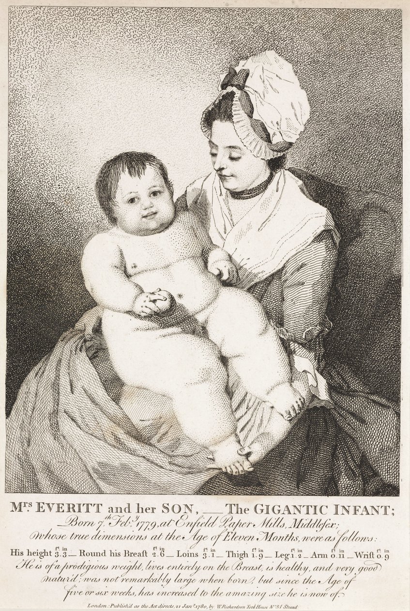 Mrs Everitt and her Son; the Gigantic Infant by John Pardon
