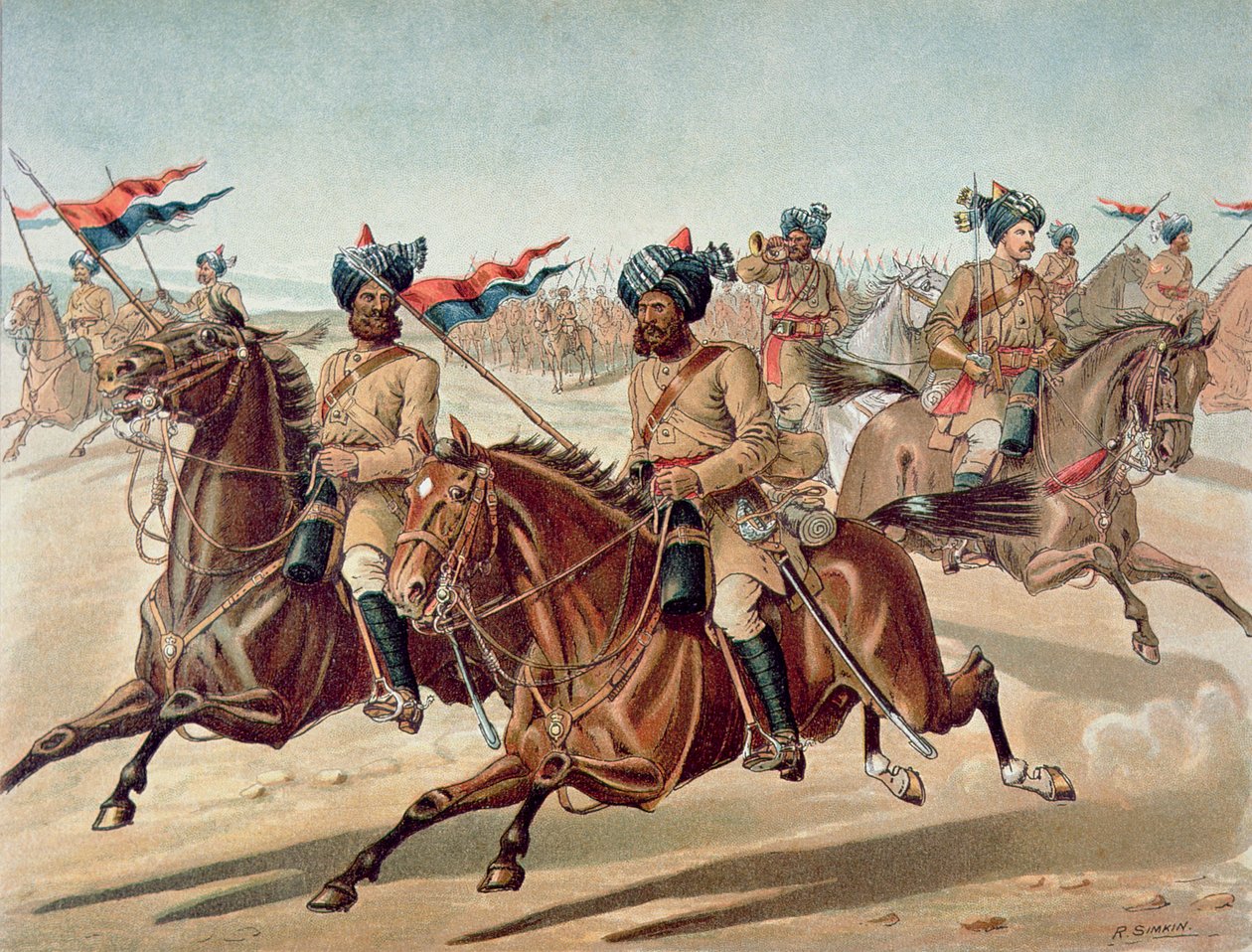 Scouts of the 10th Bengal Lancers, the Anglo-Indian Army of the 1880s by Richard (after) Simkin
