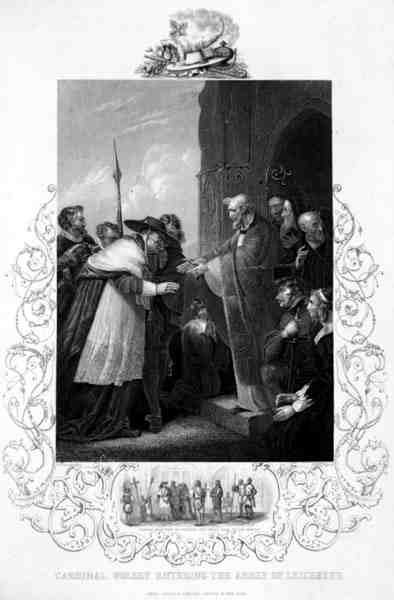 Cardinal Wolsey Entering the Abbey of Leicester, in Henry VIII by William Shakespeare by Richard (after) Westall