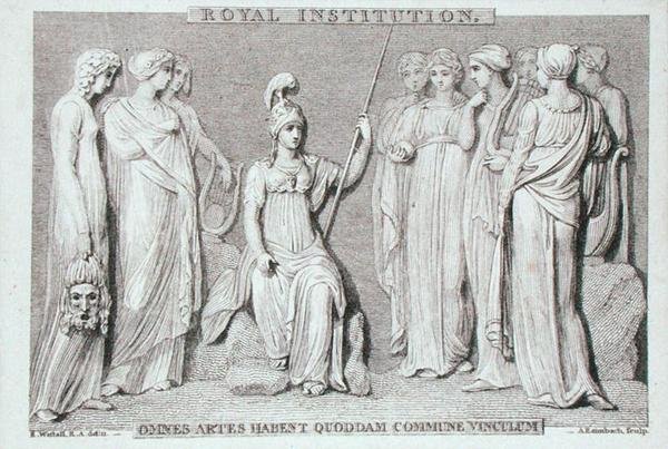 The Royal Institution card, engraved by A. Rannbach, from Michael Faraday