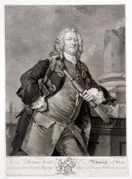 Portrait of Admiral Thomas Smith, Vice-Admiral of the White, engraved by John Faber by Richard (after) Wilson
