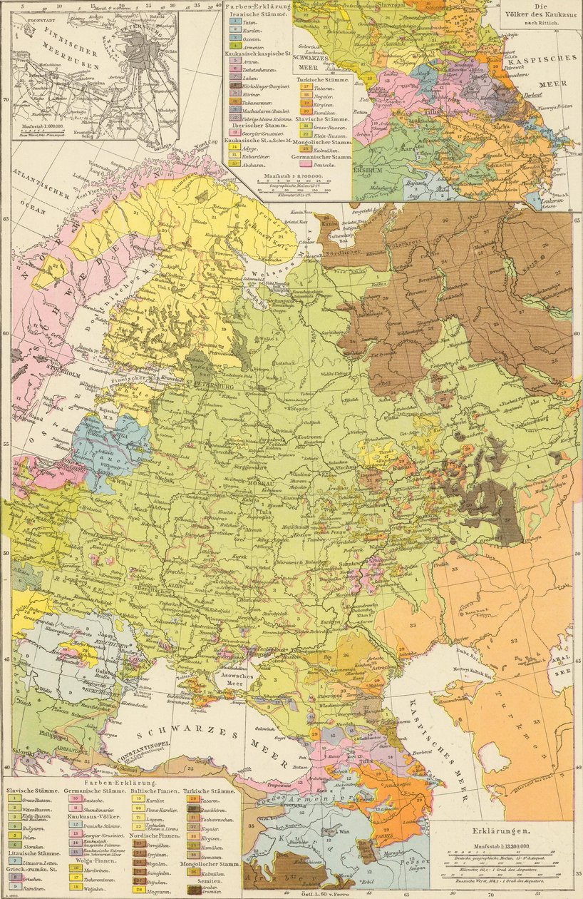 Volkerkarte von Russland. 1881 A by Richard Andree