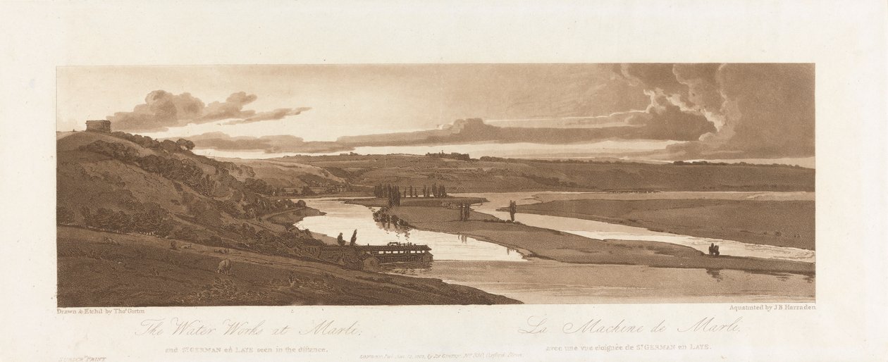 The Water Works at Marli, and St. Germain en Laye seen in the distance 1803; Plate 15 from Views in Paris, the Emanuel Volume tracing of the plate by Richard Banks Harraden