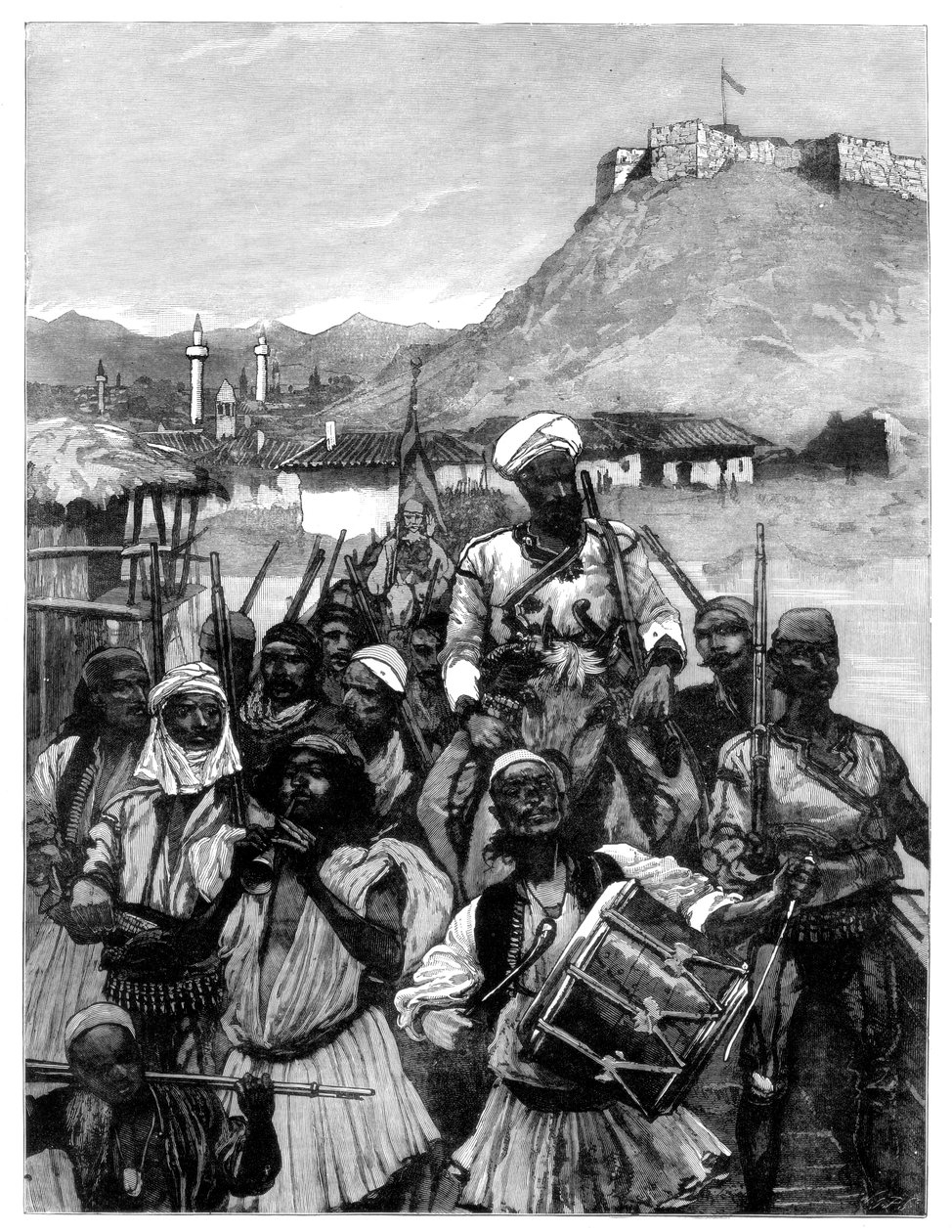 Albanians from Scutari cross the Boyana to occupy Dulcigno, 1880 by Richard Caton II Woodville