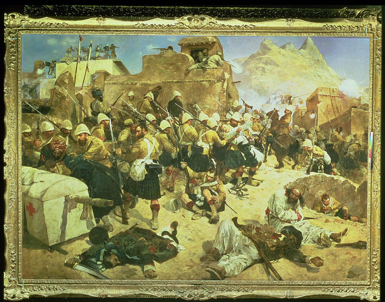 Candahar: The 92nd Highlanders and the 2nd Gurkhas Storming Gaudi Mullah Sahibdad by Richard Caton II Woodville