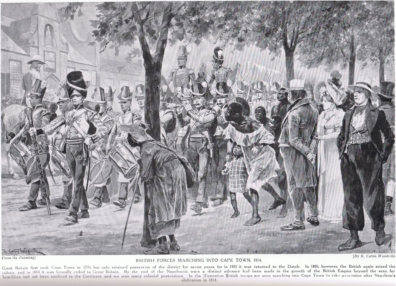 British forces marching into Cape Town, illustration from 