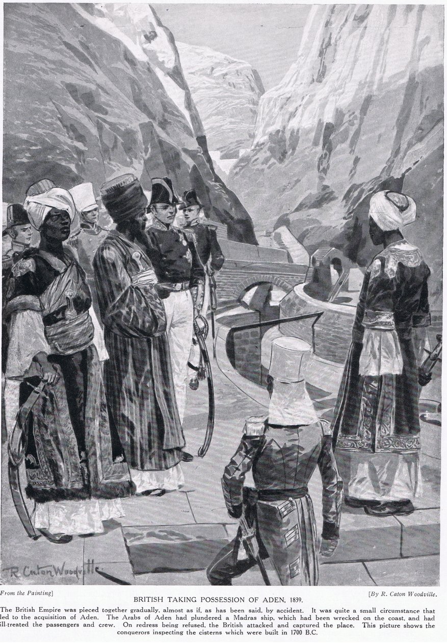 British taking possession of Aden, illustration from 