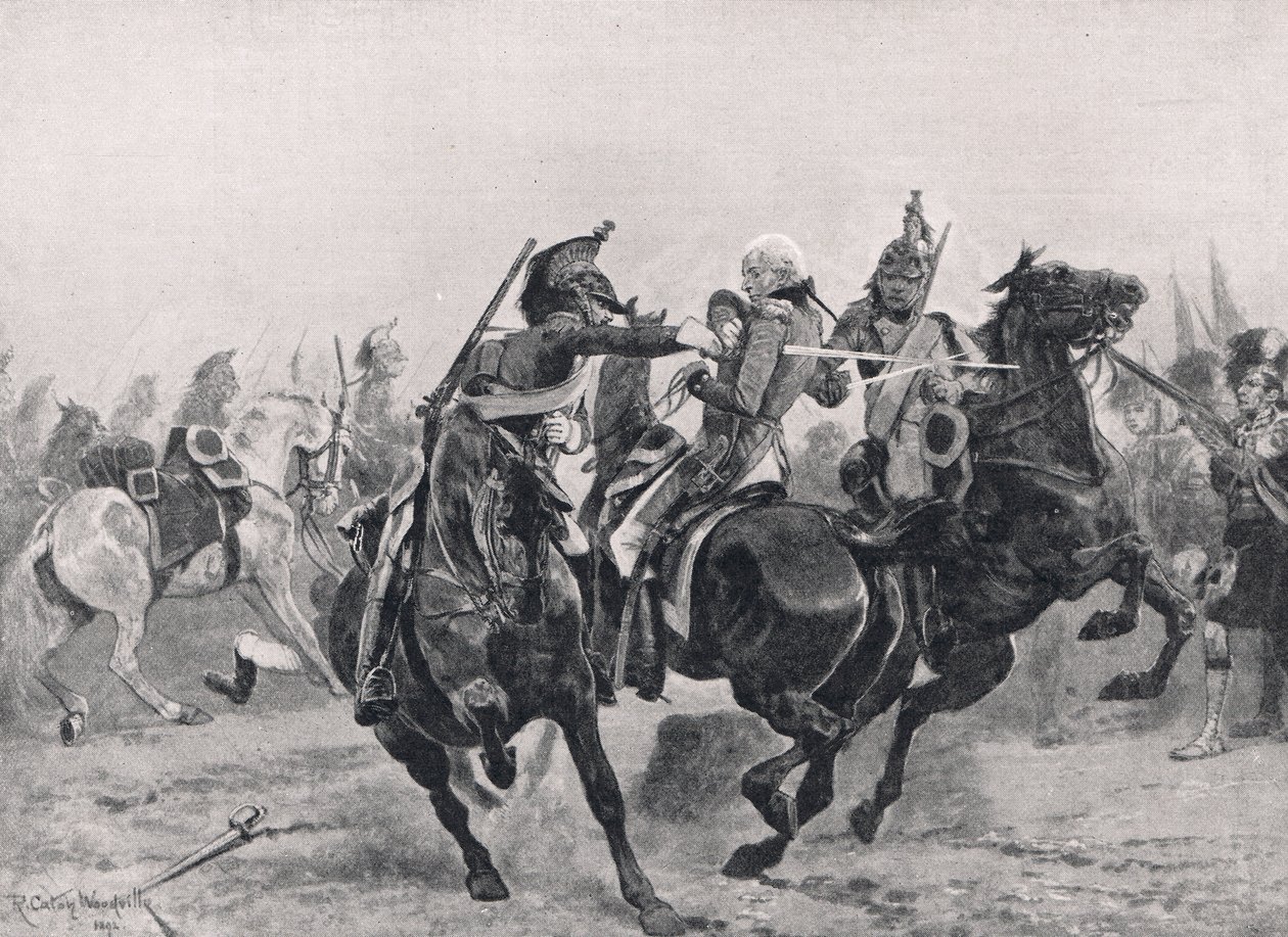 The Attack on Sir Ralph Abercrombie by the French Dragoons, illustration from 
