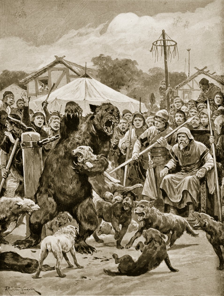 Bear Baiting in Saxon Times, illustration from 