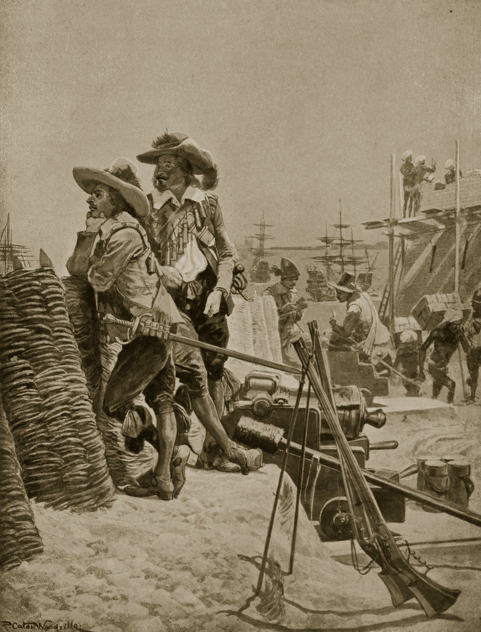 Building the first Fort at Madras, illustration from 