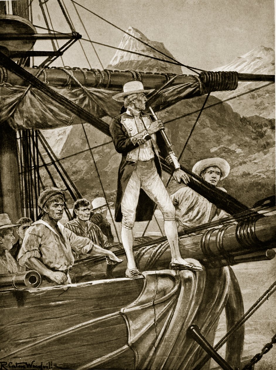 Captain Cook Approaching New Zealand, Illustration from 