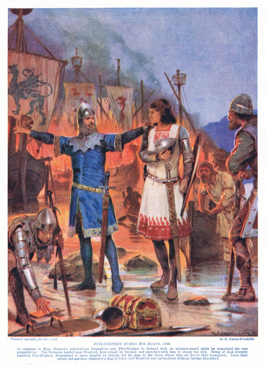 Fitz-Stephen Burns His Ships by Richard Caton Woodville junior