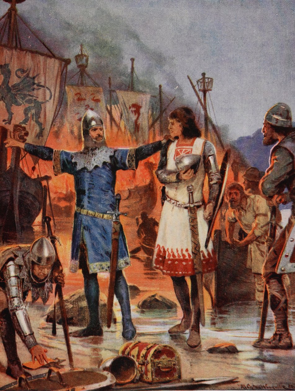 FitzStephen burns his Boats, 1169, illustration from 