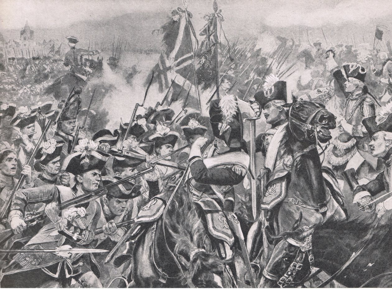 The Battle of Minden, 1st August 1759 (Illustration from British Battles on Land and Sea, 1915) by Richard Caton Woodville junior