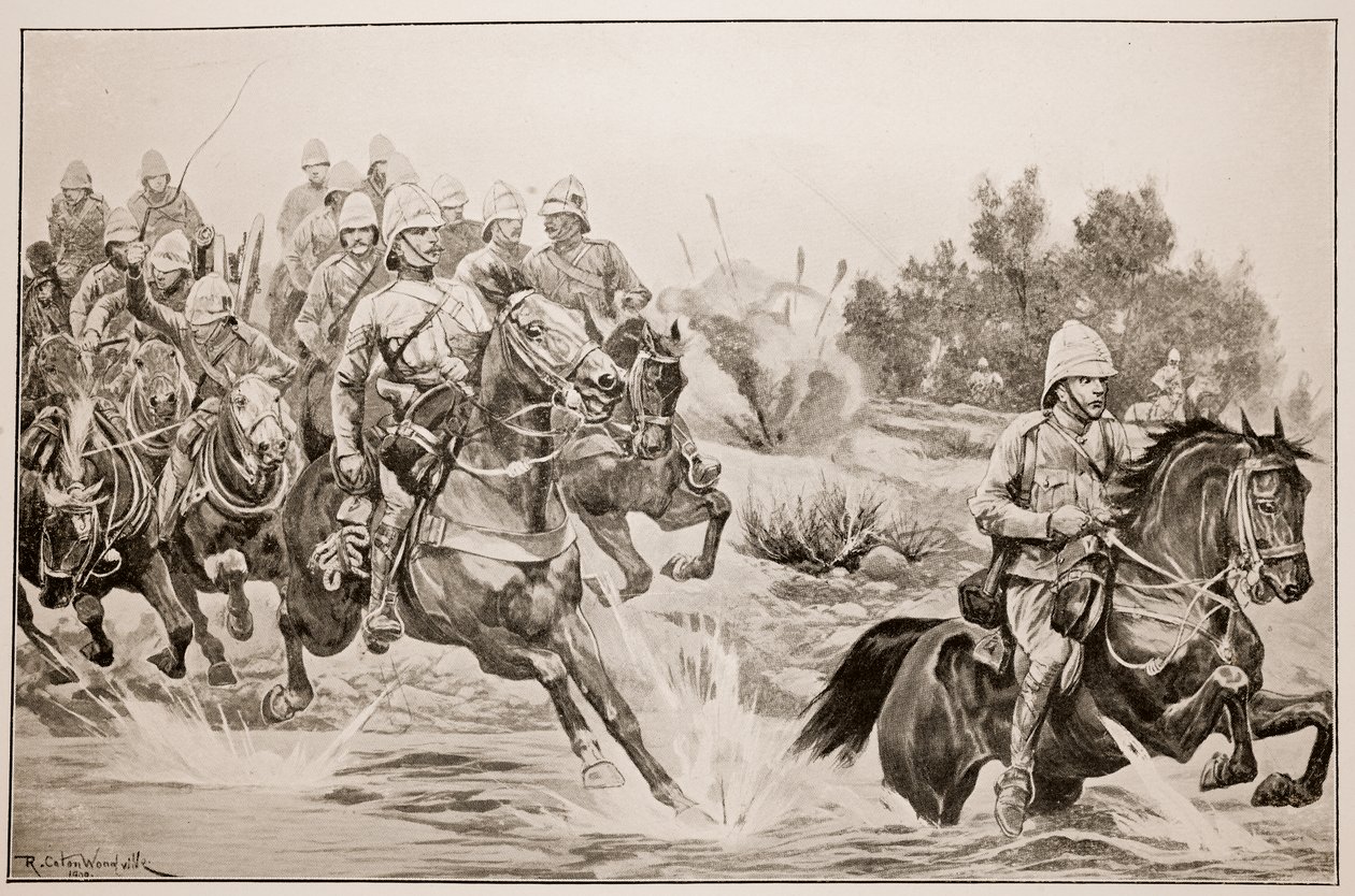 The great advance: Royal Horse Artillery (Cavalry Division) Crossing the Vaal by Richard Caton Woodville junior