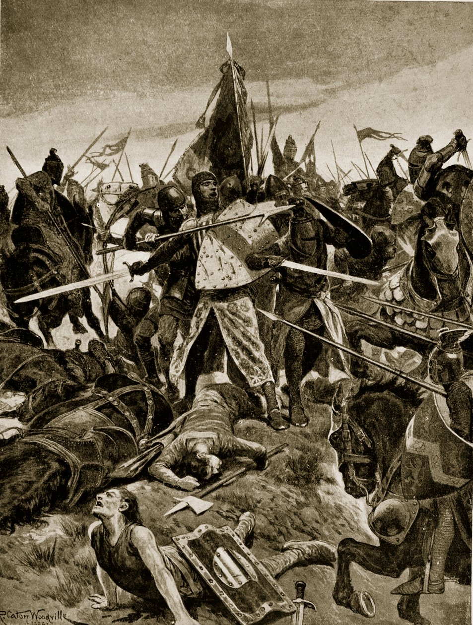 The last stand of De Montfort at Evesham, illustration from 