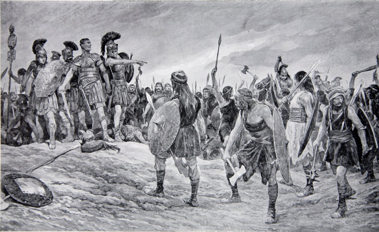 Vespasian rescued by his son Titus, illustration from 