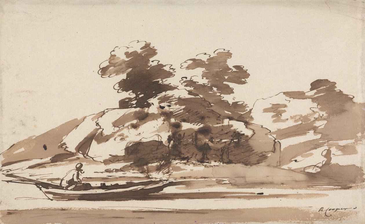 Boatman in a Punt by Richard Cooper the Younger