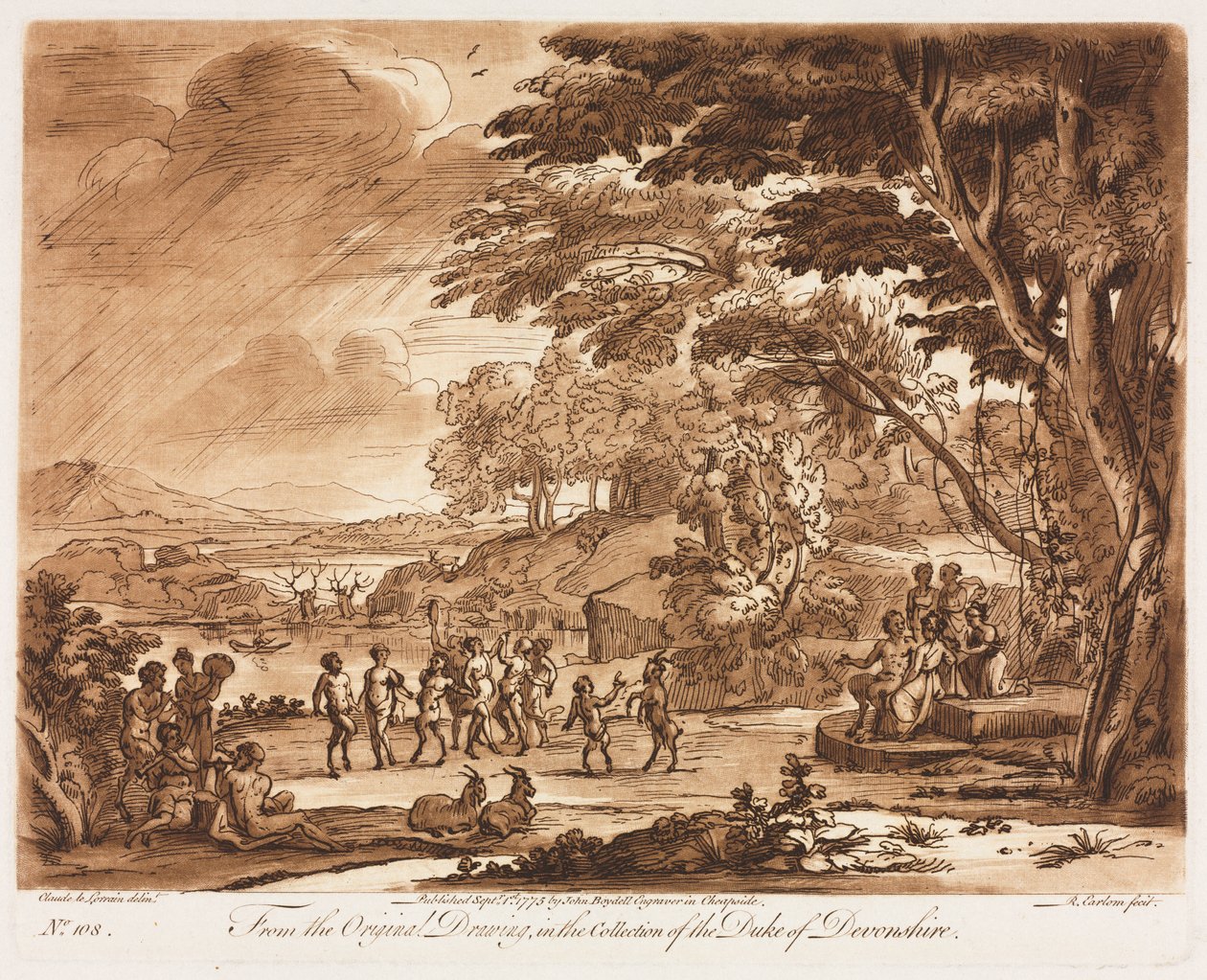 Landscape with Satyrs and Nymphs Dancing by Richard Earlom