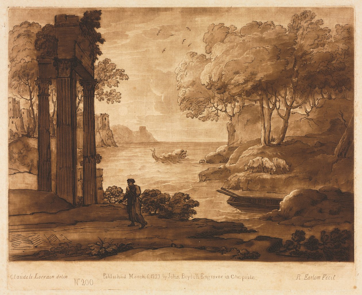 Liber Veritatis: No. 200, A View on the Sea Shore, with the Story of Jesus by Richard Earlom
