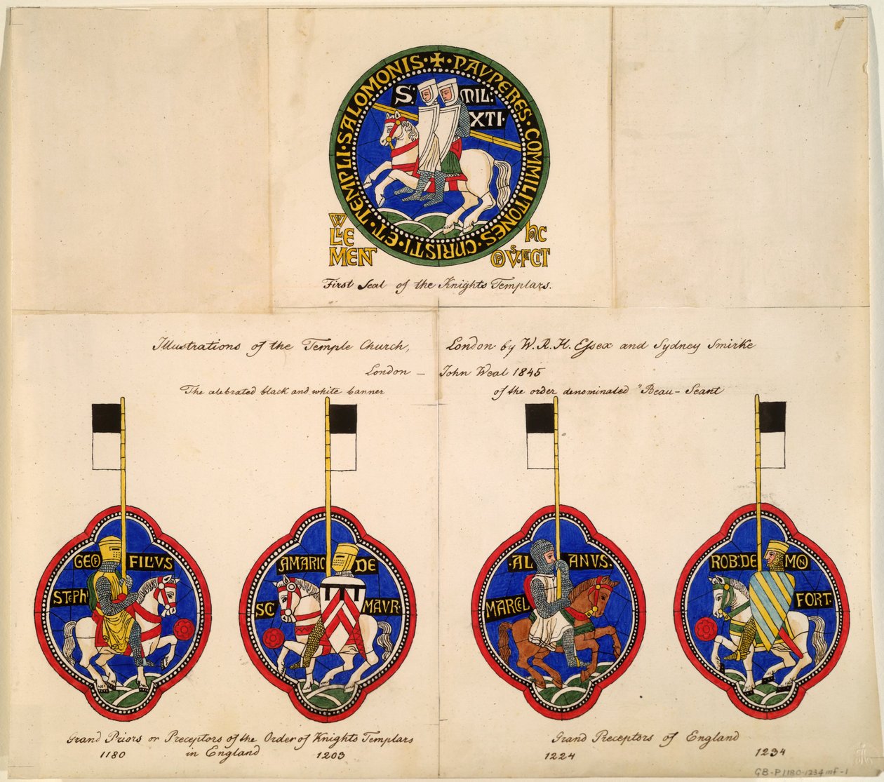 Knights Templar Seals of 1180, 1203, 1224, 1234, 1845 by Richard Hamilton Essex
