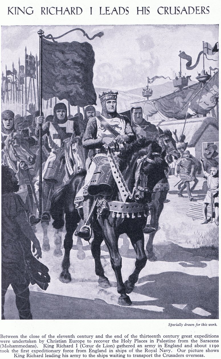 King Richard I Leads His Crusaders, c.1950 by Richard Henry Brock