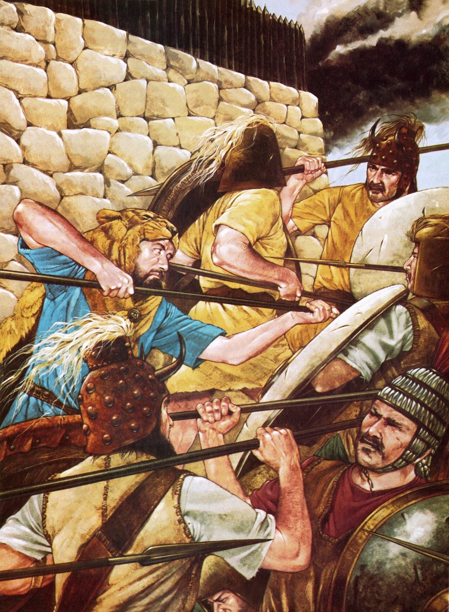 Mycenaean Warriors Fighting by Richard Hook