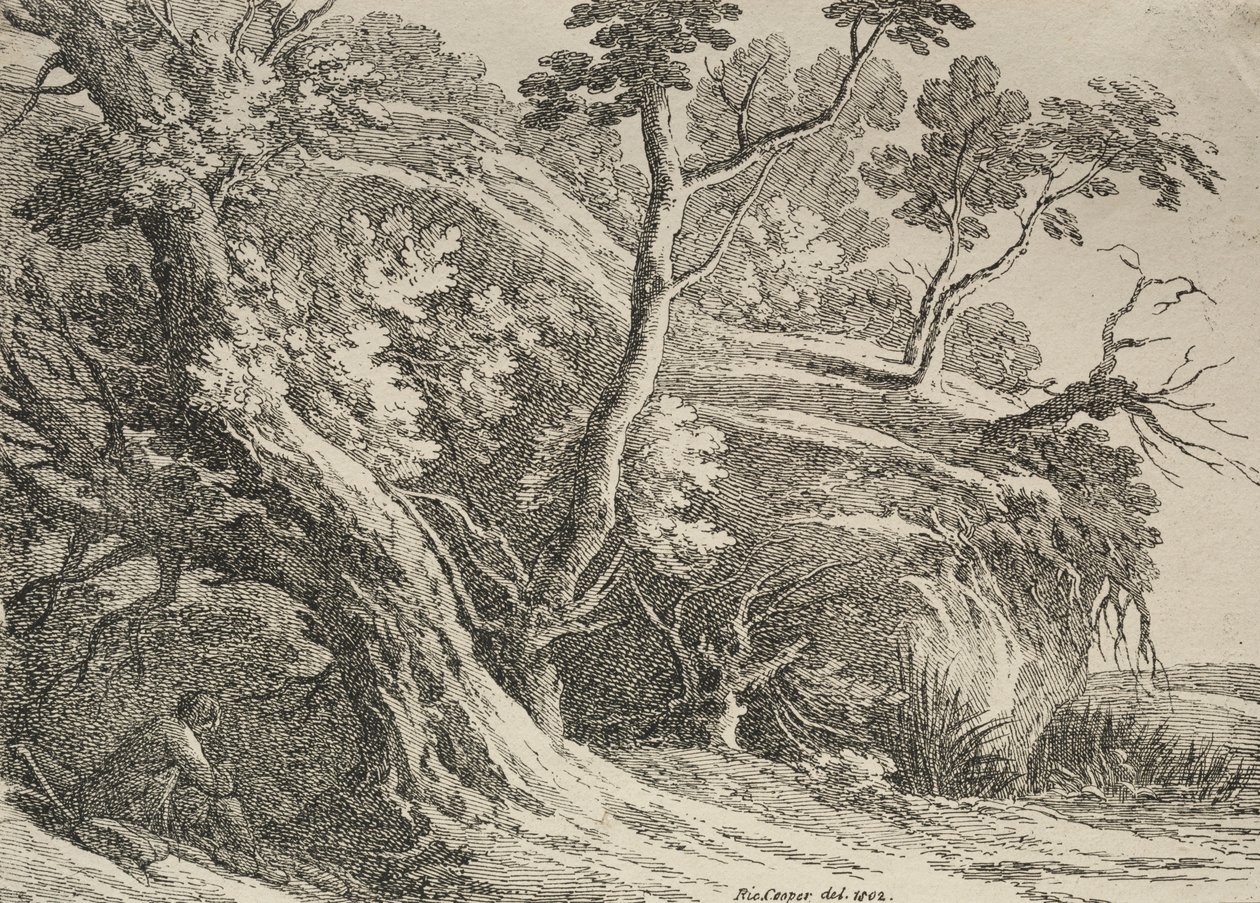 Specimens of Polyautography: Man Seated under an Oak by Richard II Cooper