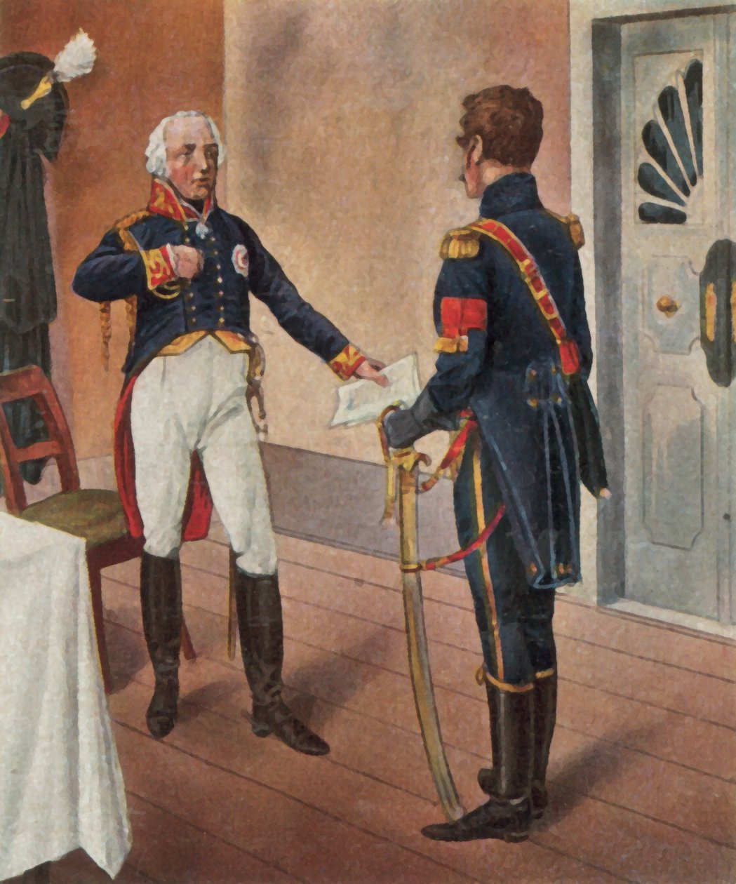 The Prussian General Courbière, Commander of Graudenz, and the French Negotiator Savary by Richard Knotel