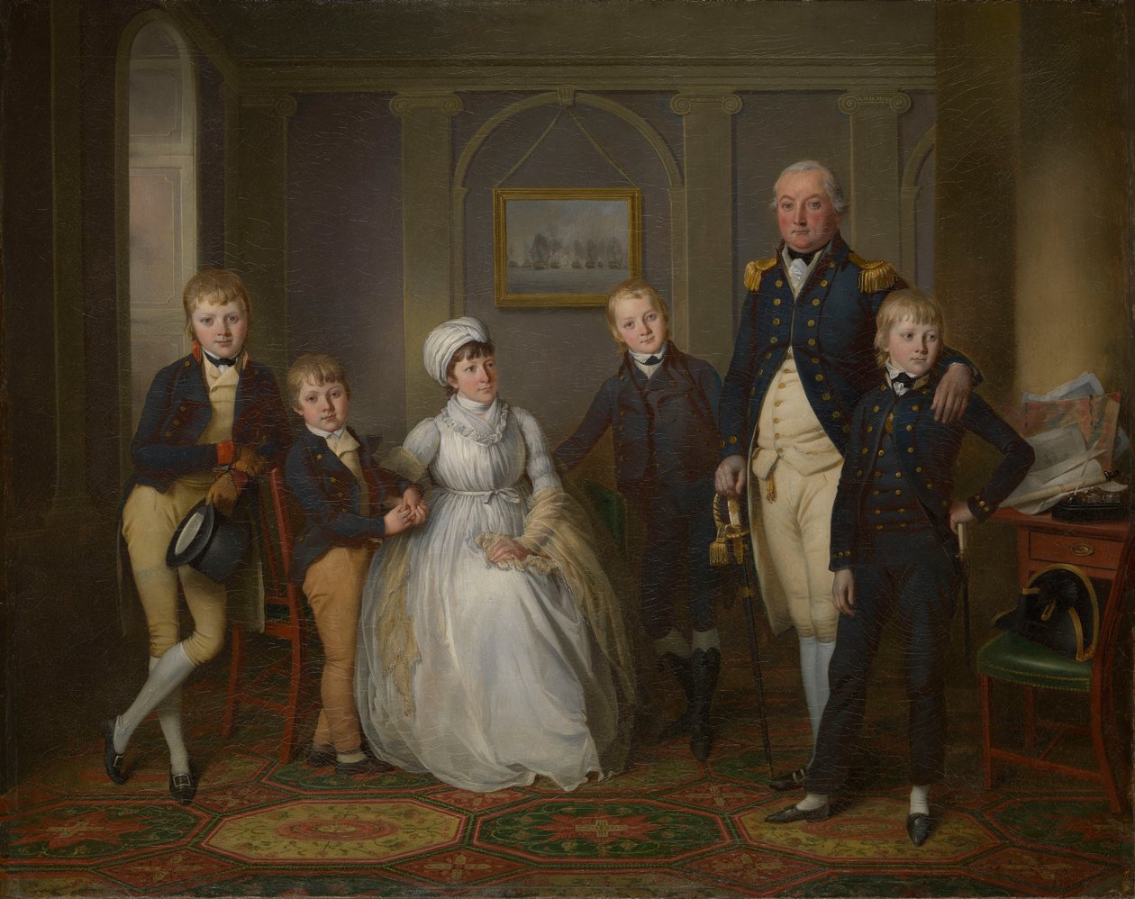 Captain Richard Grindall (1750-1820) and His Family, c.1800 by Richard Livesay