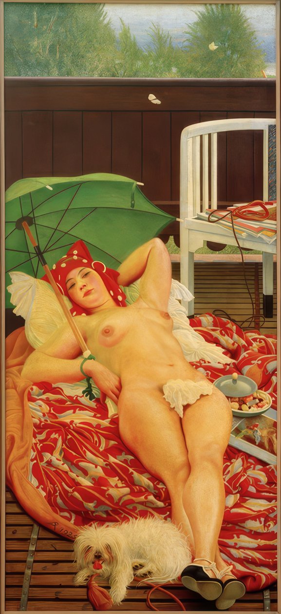 Reclining Woman with Green Parasol by Richard Muller