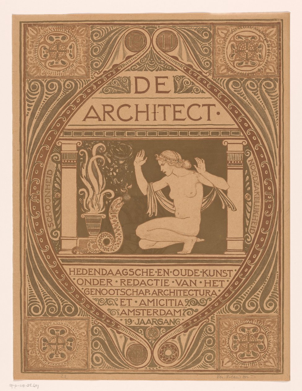Cover Design for: De Architect, 1911 by Richard Nicolaüs Roland Holst (signed by artist)