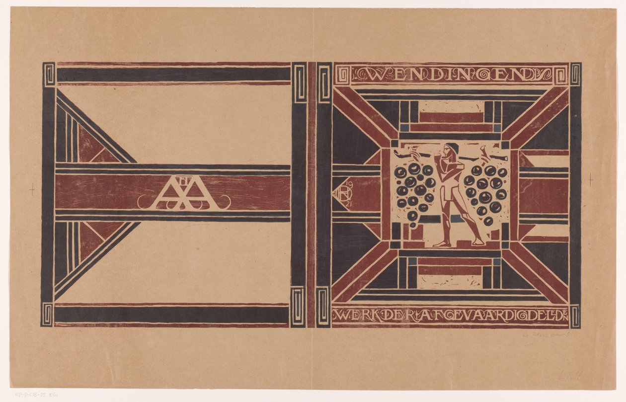 Cover Design for: Wendingen, 1921 (Work of the Delegated Members) by Richard Nicolaüs Roland Holst (signed by artist)