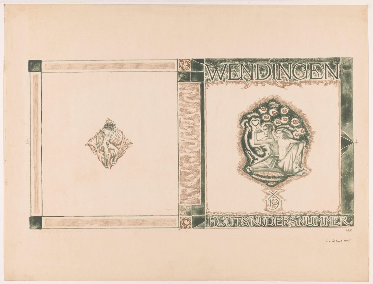Cover Design for: Wendingen, Woodcutters Issue, 1919 by Richard Nicolaüs Roland Holst (signed by artist)