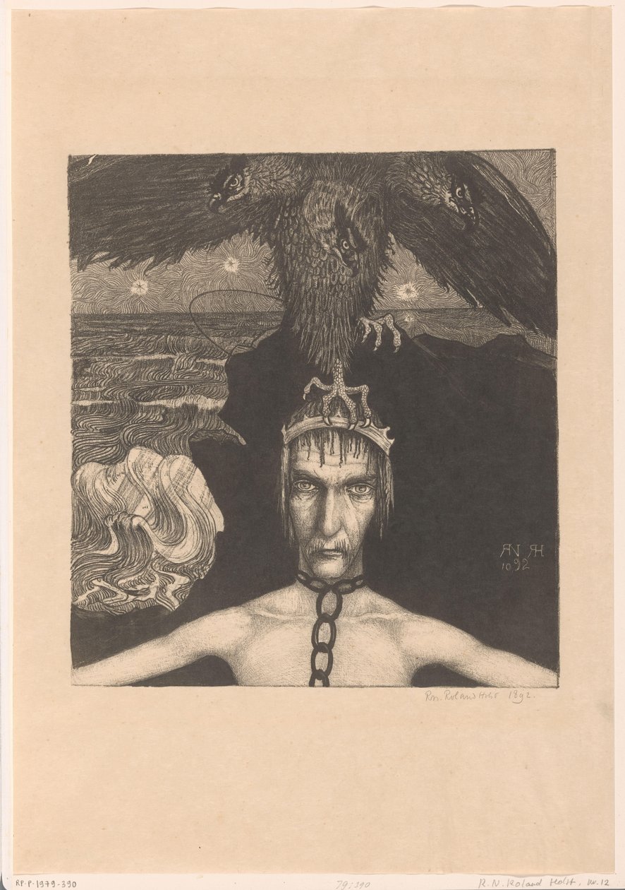 Chained Man with Three-Headed Bird of Prey on His Head by Richard Nicolaüs Roland Holst
