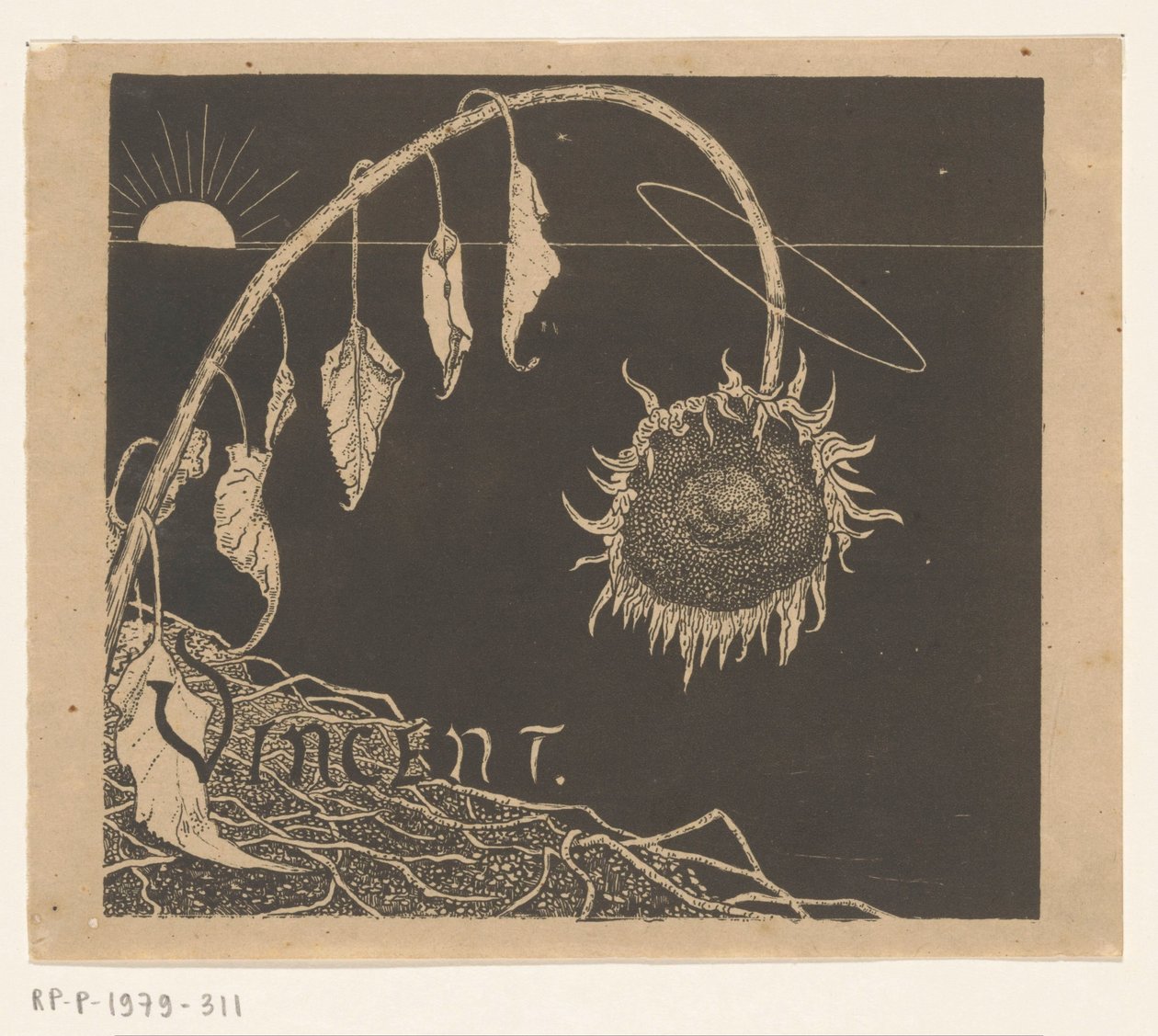 Cover design for: Richard Roland Holst, Exhibition of the works left by Vincent Van Gogh, 1892 by Richard Nicolaüs Roland Holst