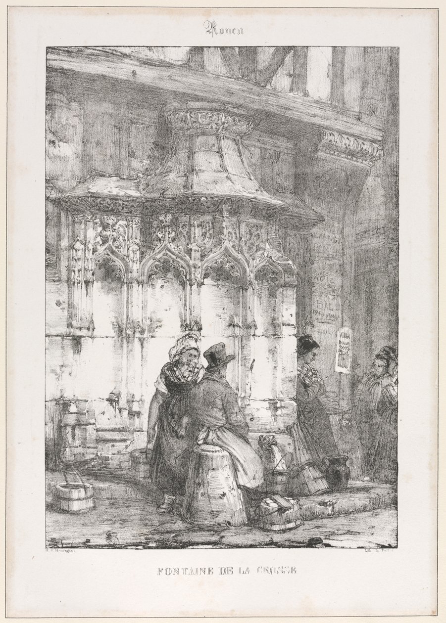Architectural Remains and Fragments: Rouen - Fontaine de la Crosse by Richard Parkes Bonington