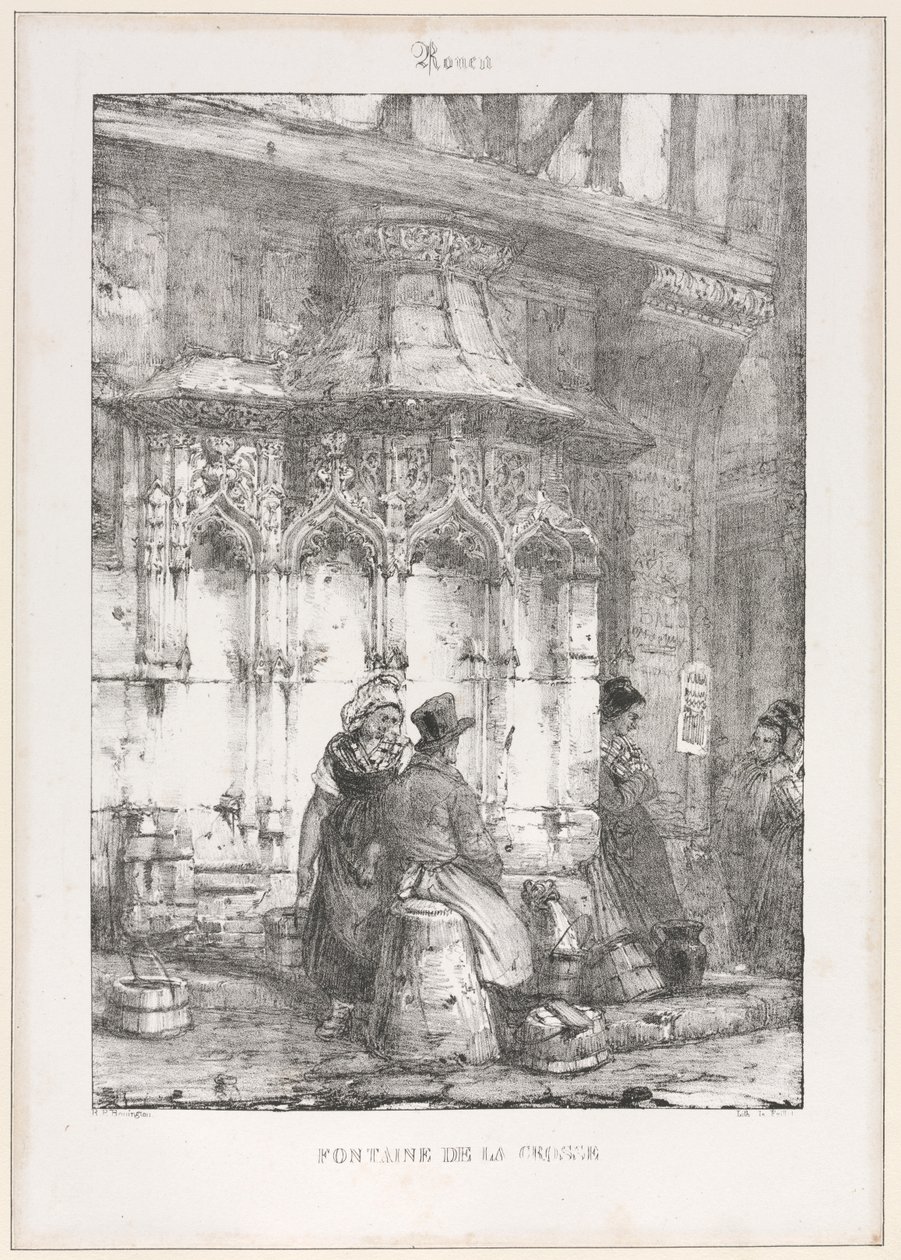 Architectural Remains and Fragments: Rouen - Fontaine de la Crosse by Richard Parkes Bonington