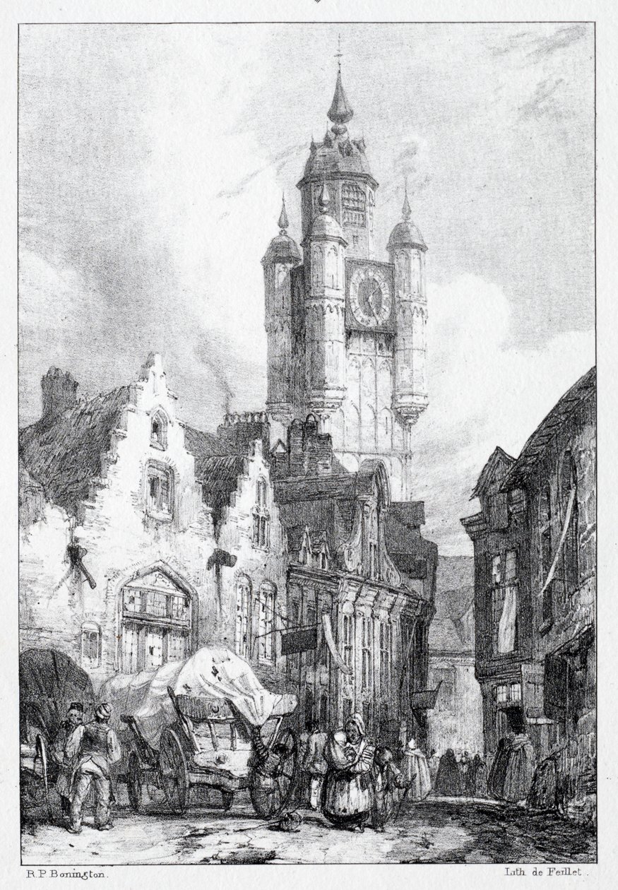Bergues: La Tour du marché by Richard Parkes Bonington