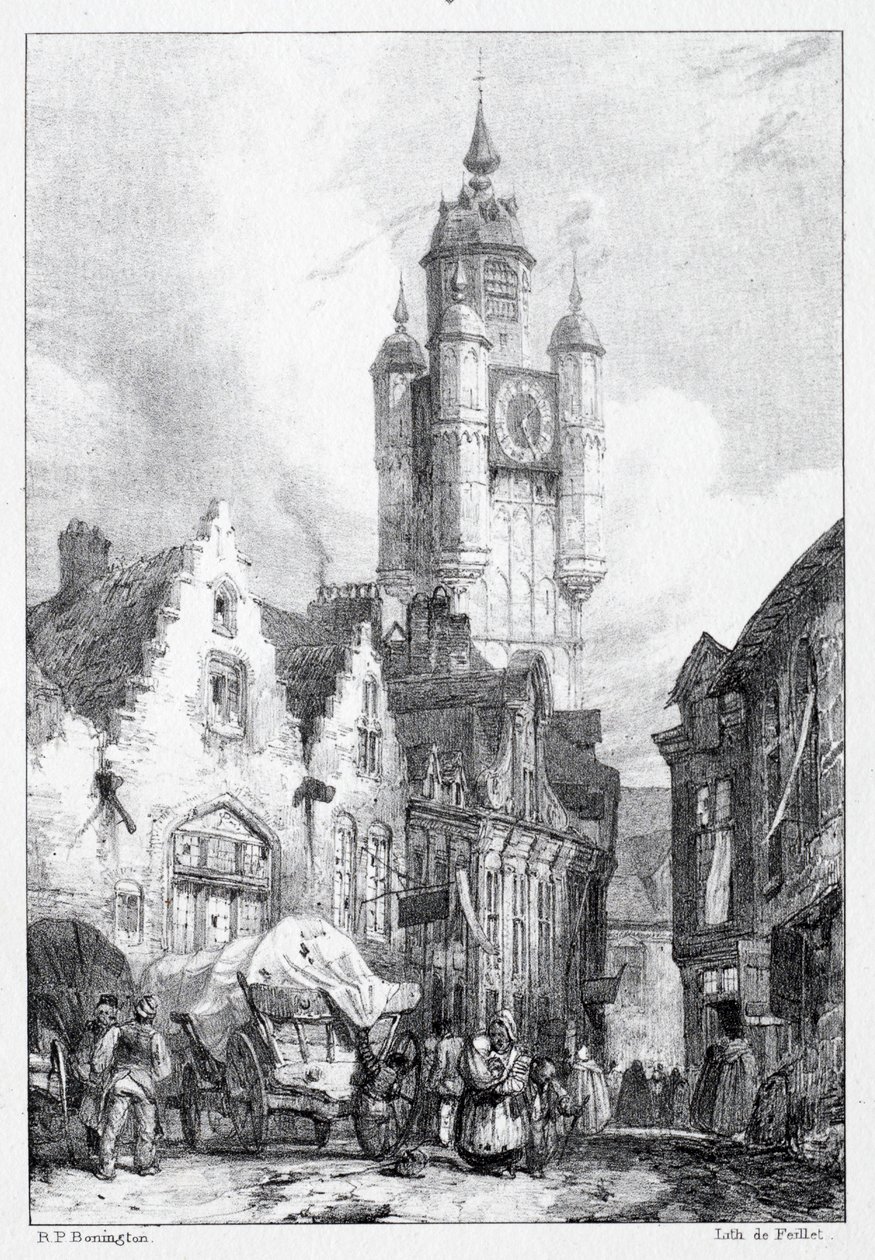 Bergues: La Tour du Marché (1824) by Richard Parkes Bonington