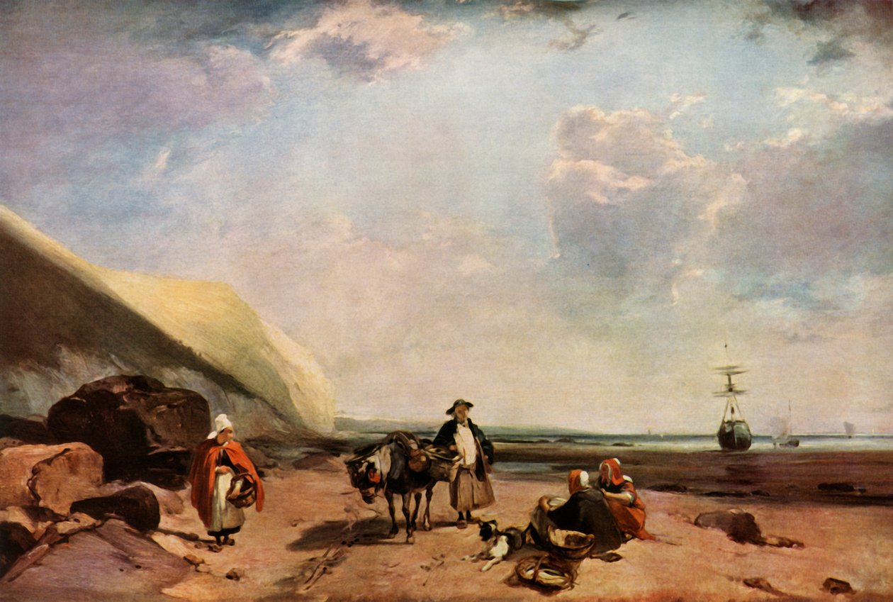 Fisherfolk on the Coast of Normandy, France by Richard Parkes Bonington