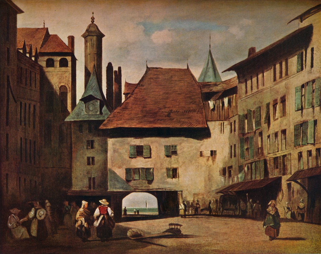 La Place du Molard, Geneva, c1830 by Richard Parkes Bonington